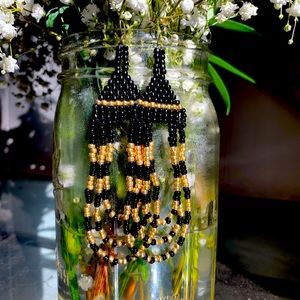 “Golden Days” Large Beaded Earrings
